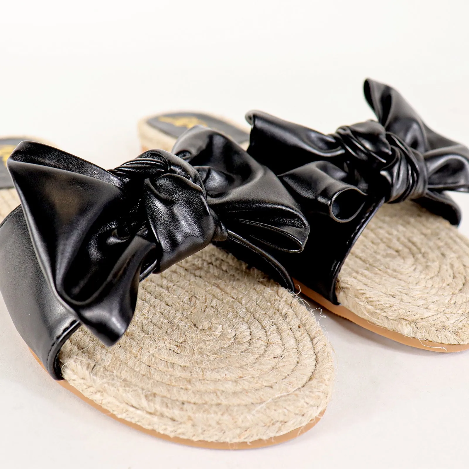 AILEEN-3 ESPADRILLE SLIDER WITH SINGLE BOW-BLACK