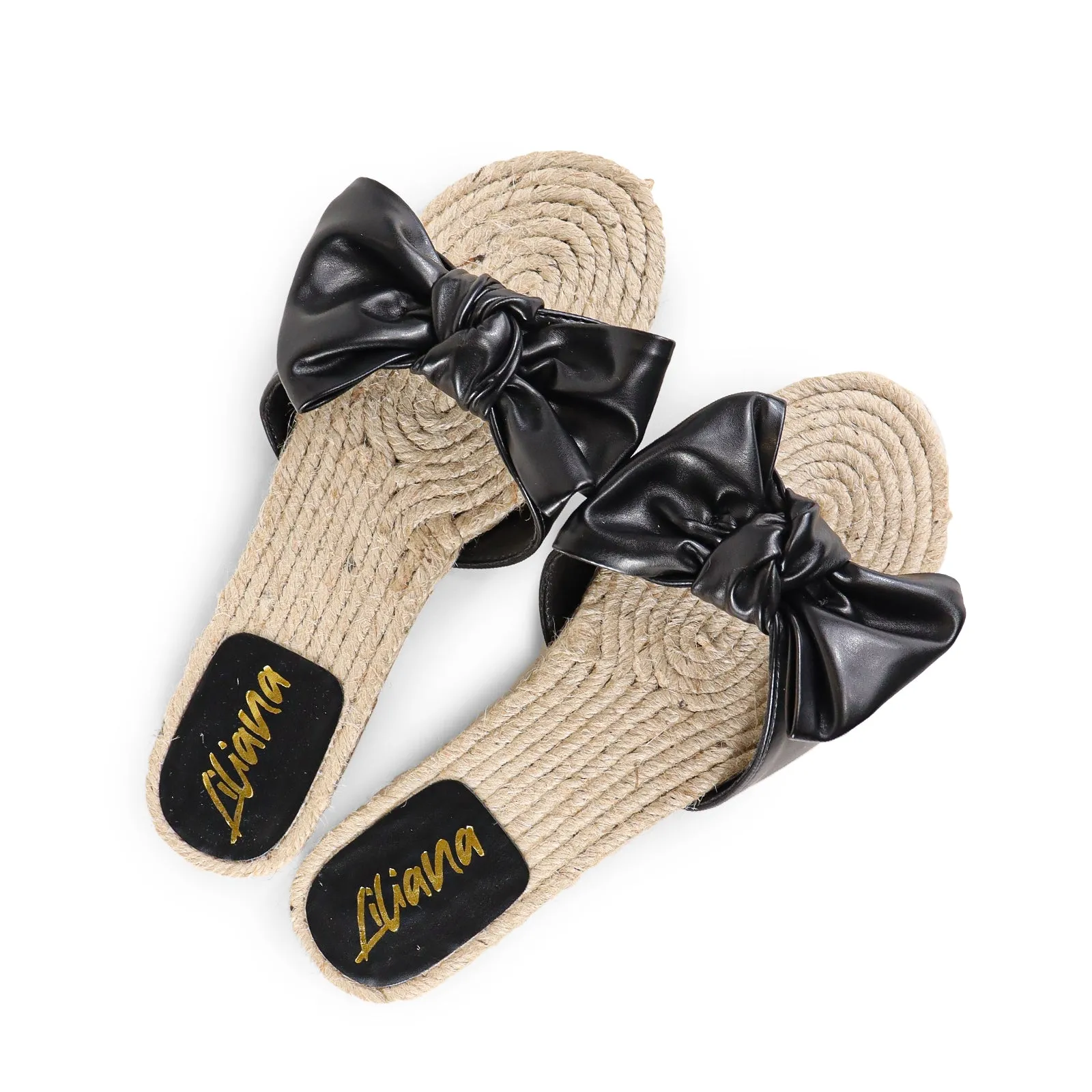 AILEEN-3 ESPADRILLE SLIDER WITH SINGLE BOW-BLACK