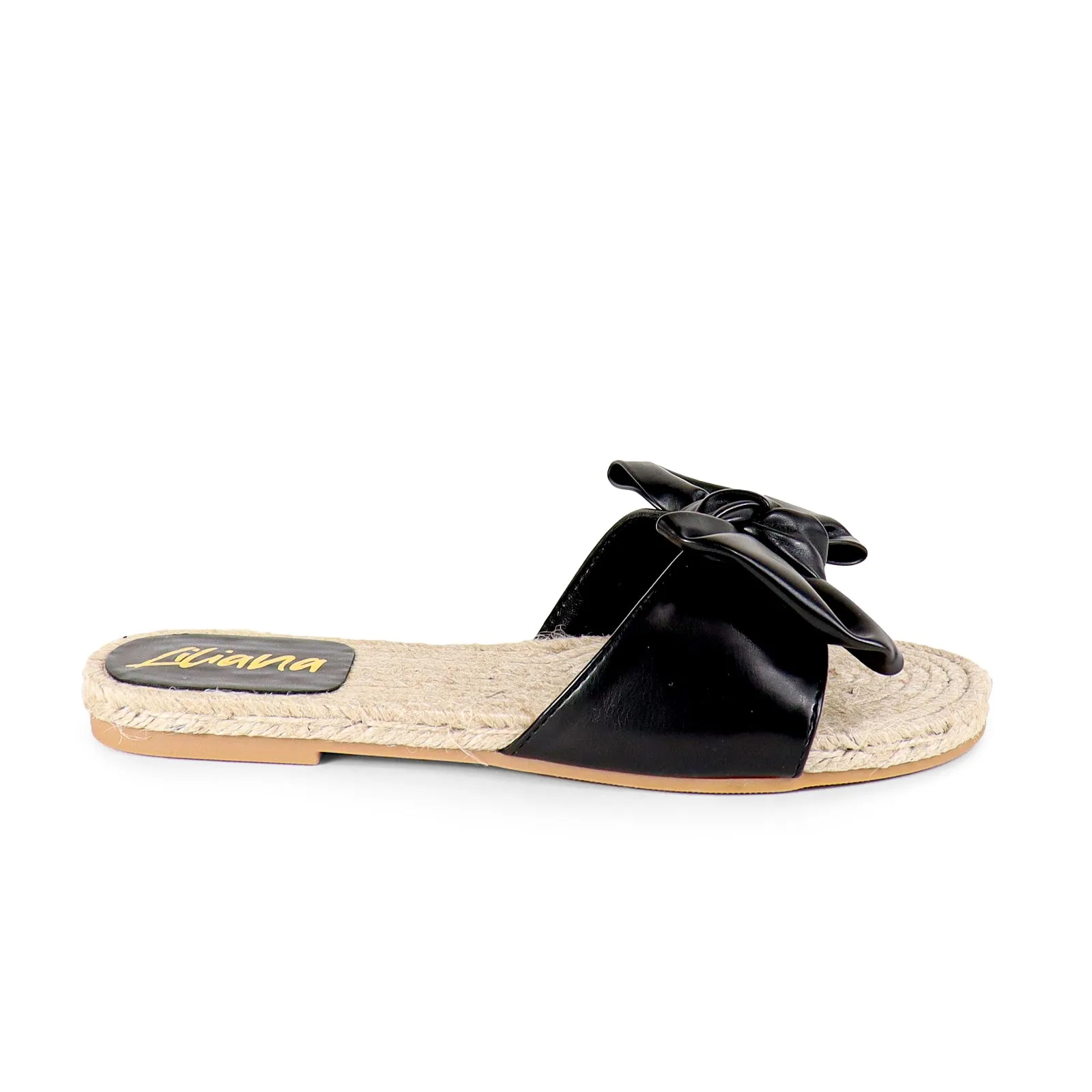 AILEEN-3 ESPADRILLE SLIDER WITH SINGLE BOW-BLACK