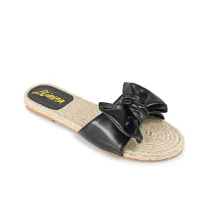 AILEEN-3 ESPADRILLE SLIDER WITH SINGLE BOW-BLACK