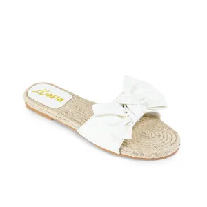 AILEEN-3 ESPADRILLE SLIDER WITH SINGLE BOW-WHITE