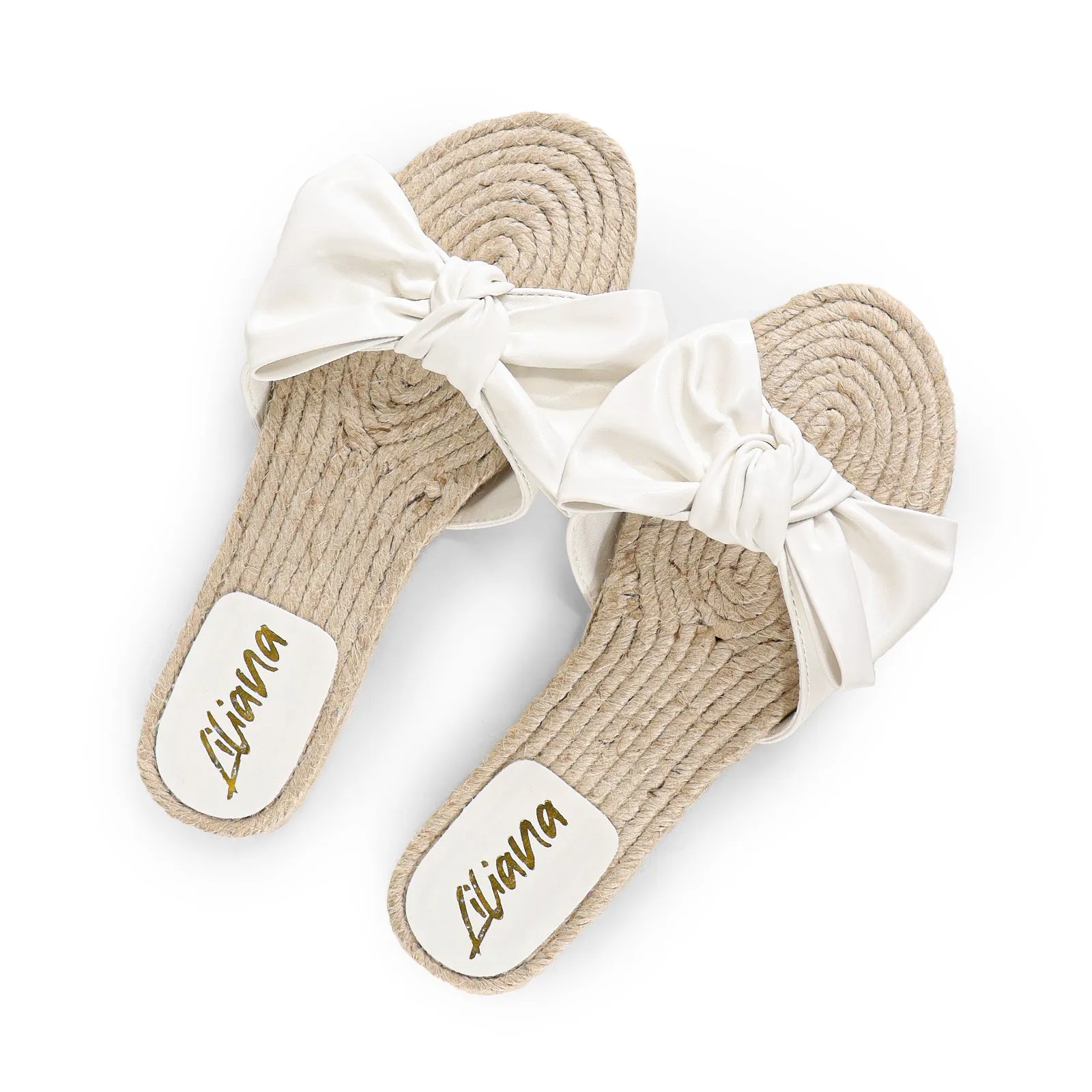AILEEN-3 ESPADRILLE SLIDER WITH SINGLE BOW-WHITE