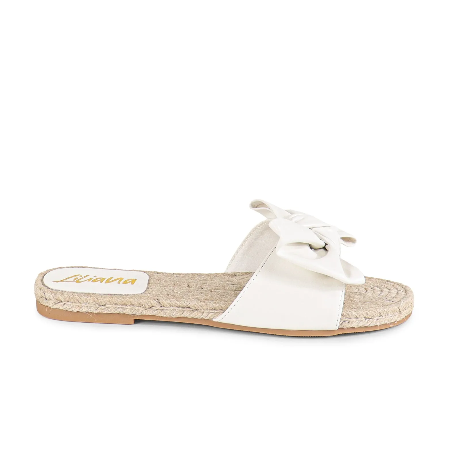AILEEN-3 ESPADRILLE SLIDER WITH SINGLE BOW-WHITE