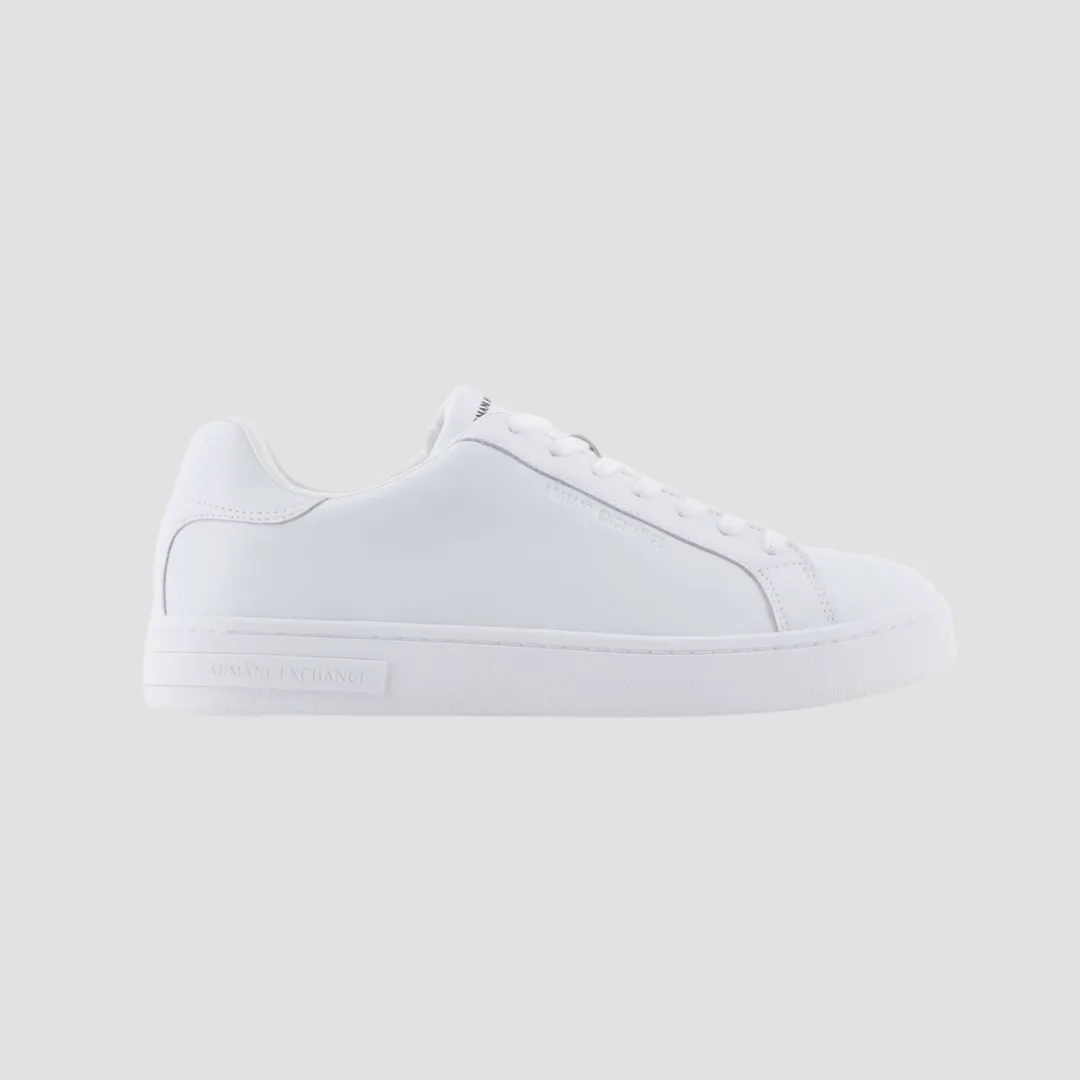 Armani Mens Sole Logo Sneakers in White Leather