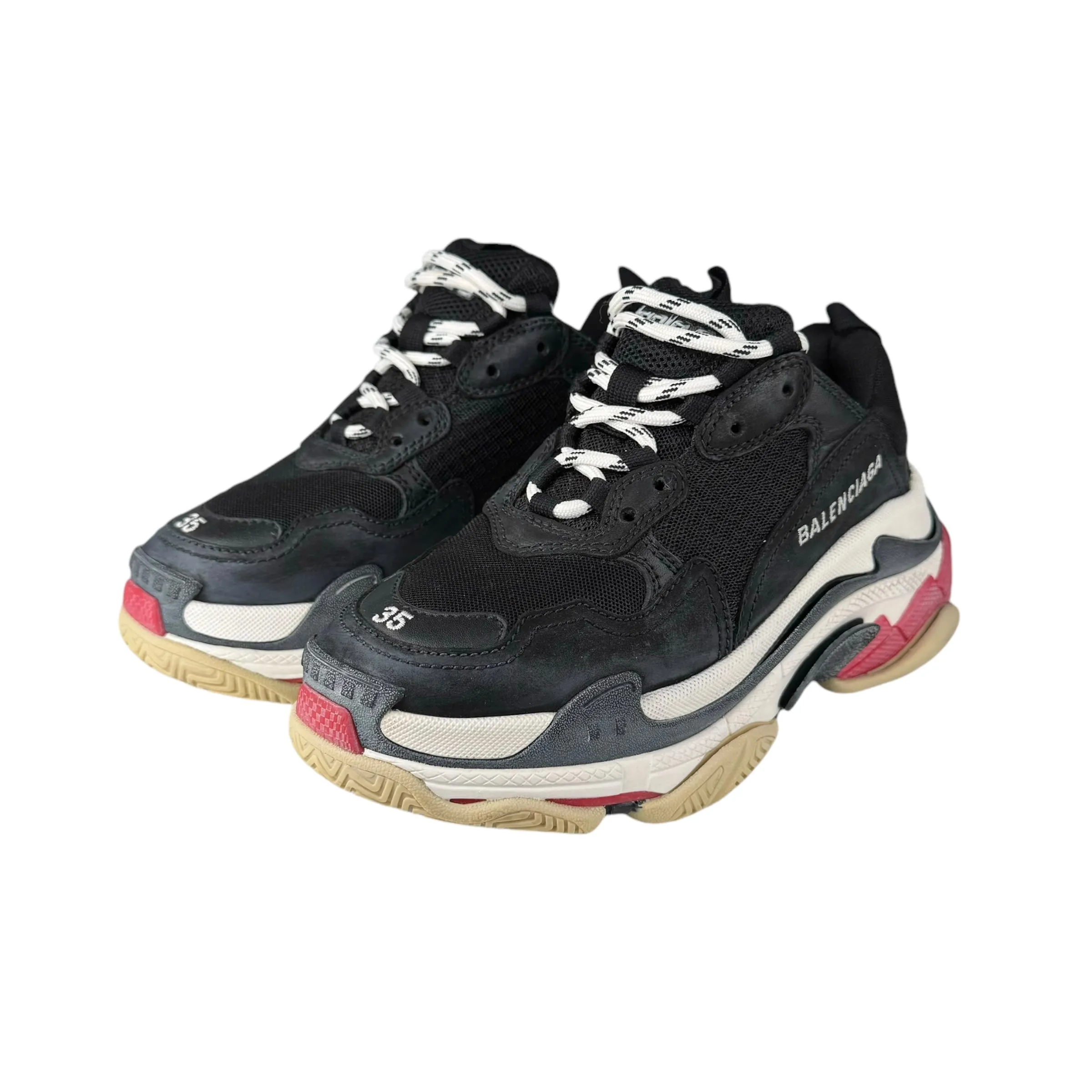Balenciaga 524037 Black Double Foam & Mesh Triple S Sneakers