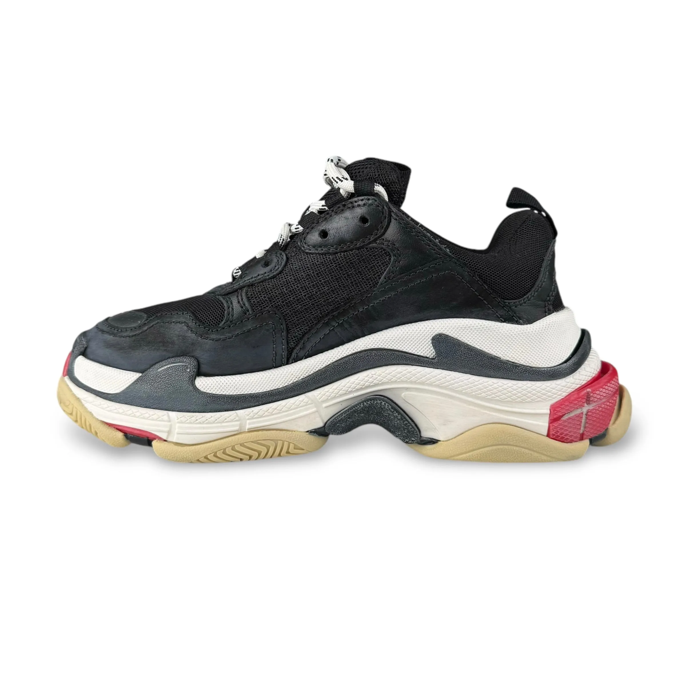 Balenciaga 524037 Black Double Foam & Mesh Triple S Sneakers