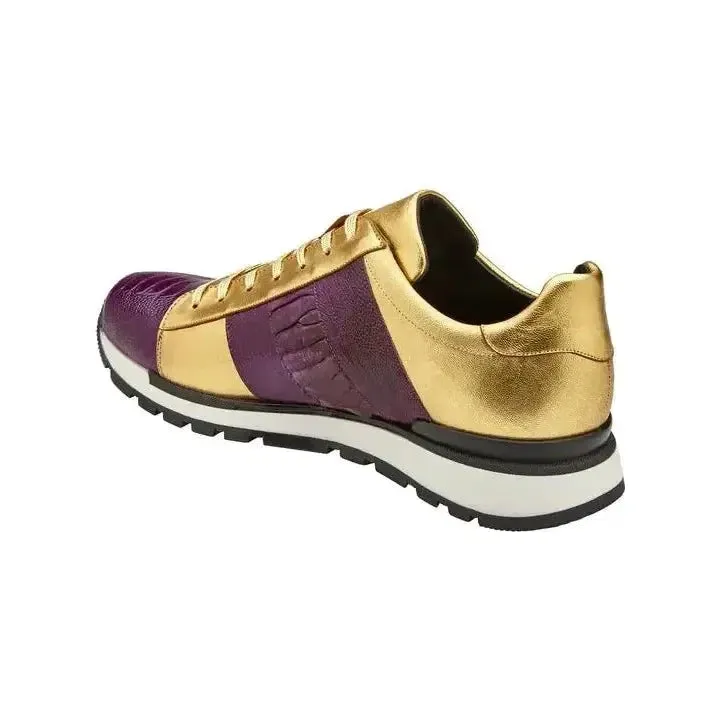 Belvedere Sneakers Blake Genuine Ostrich and Soft Italian Calf Purple/Gold