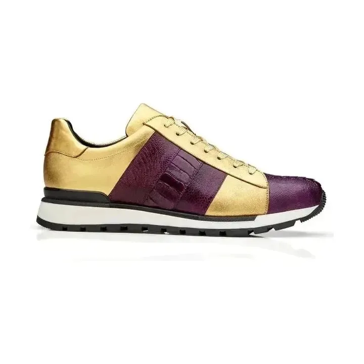 Belvedere Sneakers Blake Genuine Ostrich and Soft Italian Calf Purple/Gold
