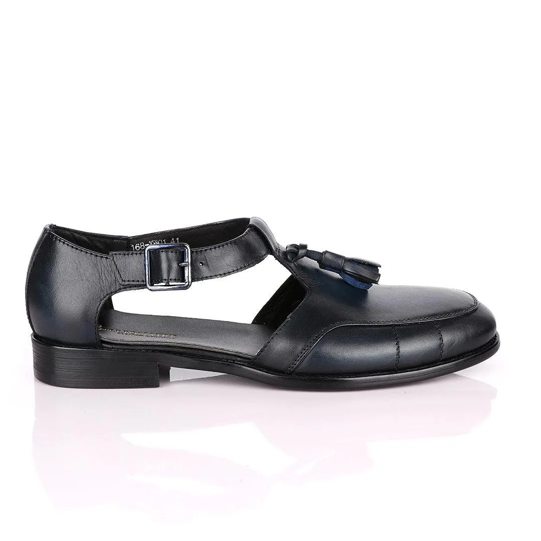 Billionaire Exotic Blue Plain with Tassel Cover Leather Sandal