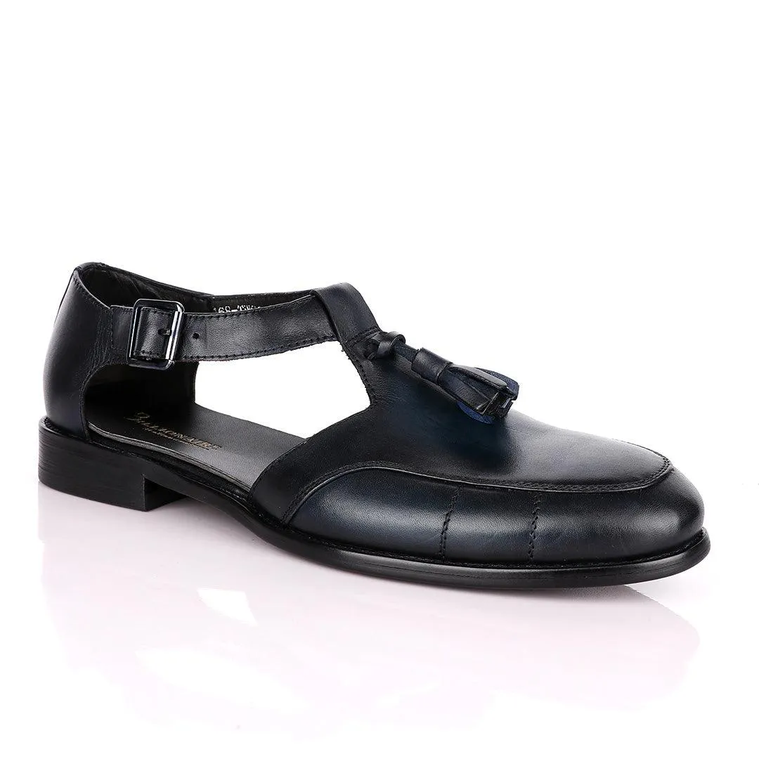 Billionaire Exotic Blue Plain with Tassel Cover Leather Sandal