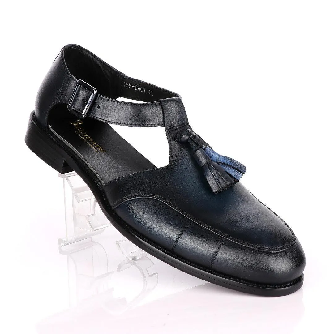 Billionaire Exotic Blue Plain with Tassel Cover Leather Sandal
