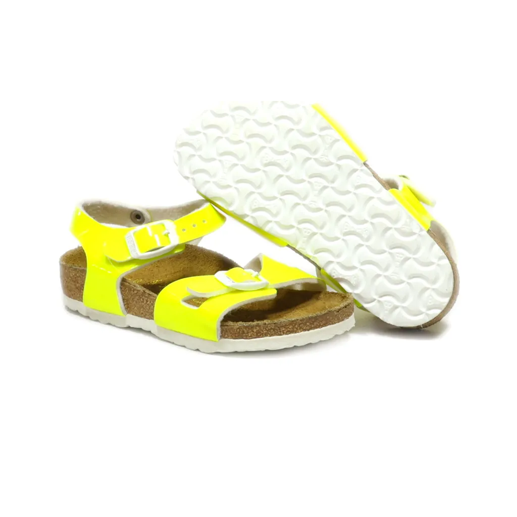 Birkenstock Rio Flat Sandals Leather Green Colour For Kids