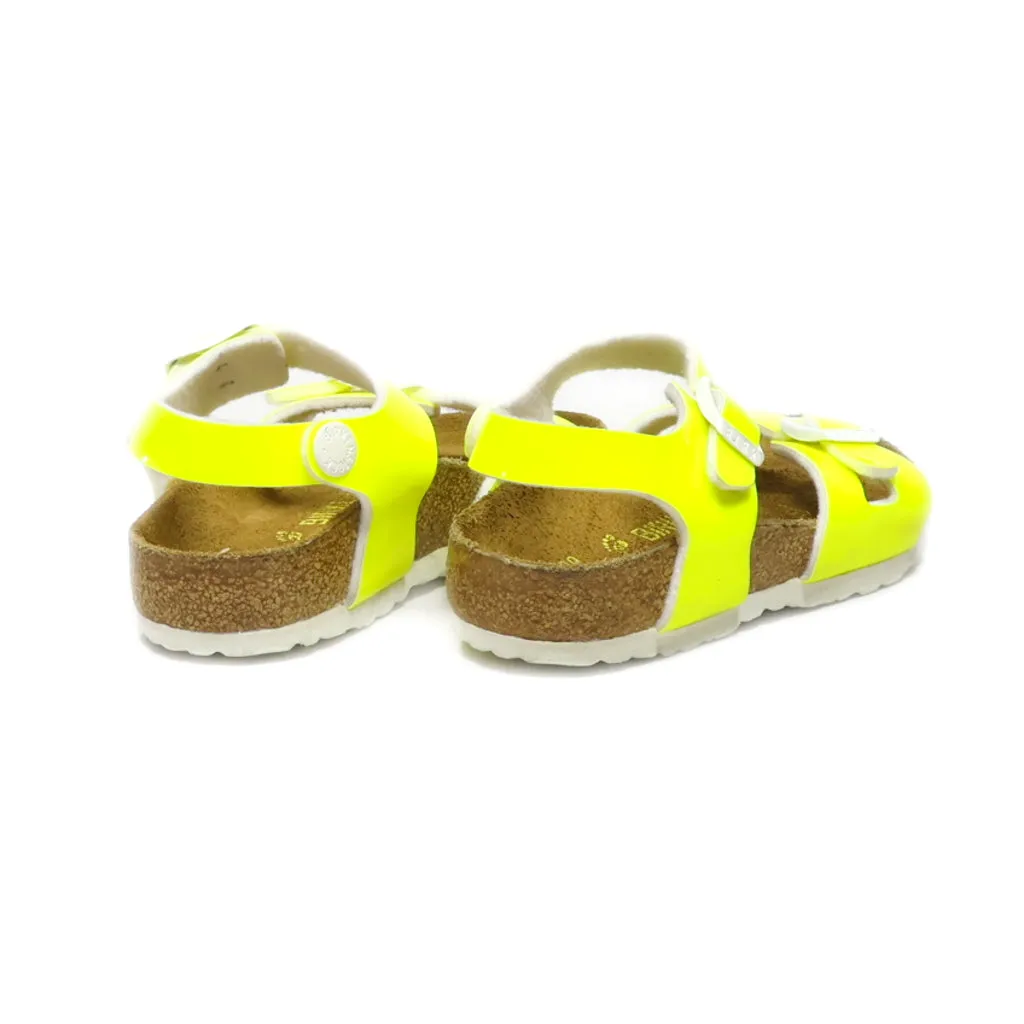 Birkenstock Rio Flat Sandals Leather Green Colour For Kids