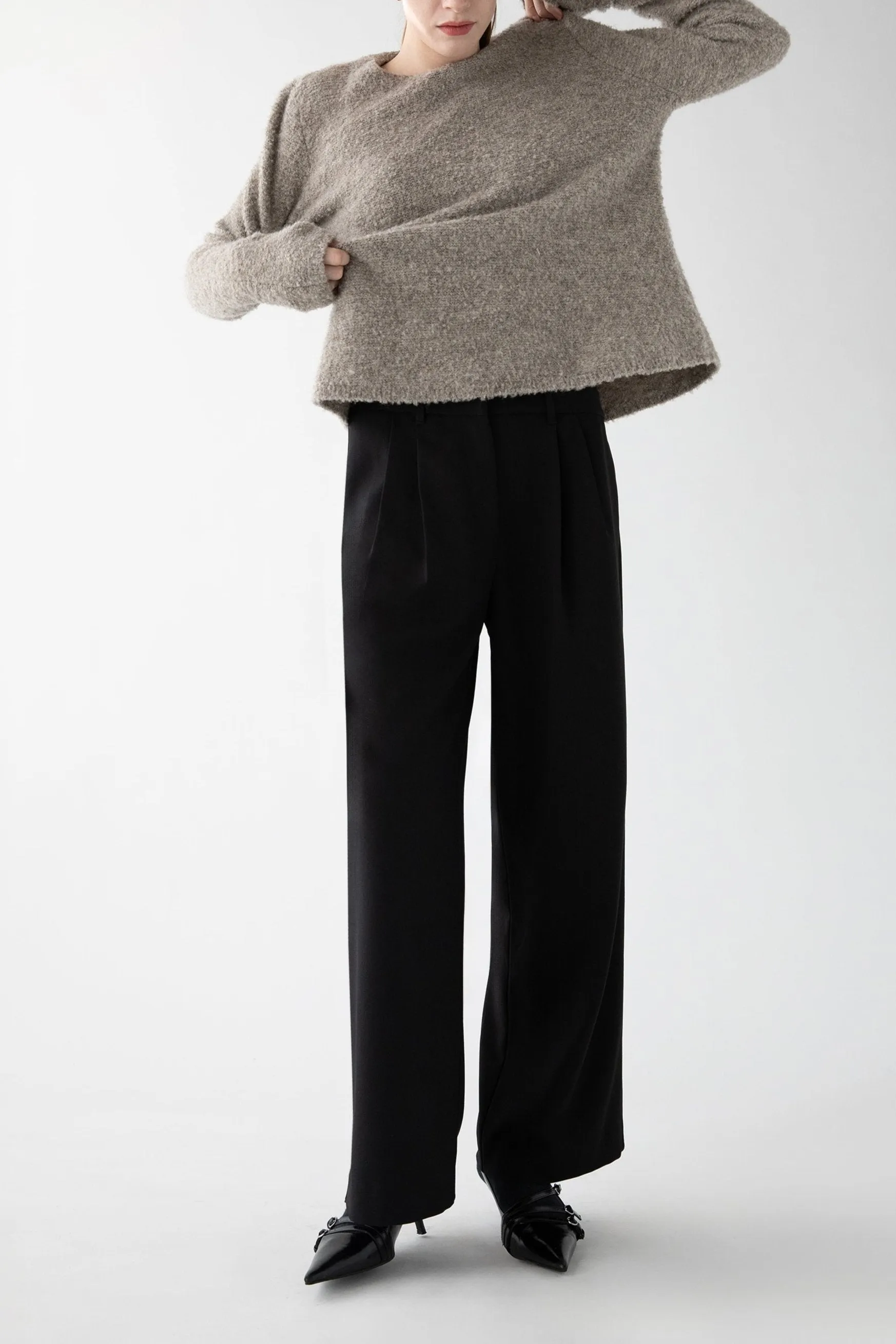 BOUCLE KNIT CREWNECK SWEATER