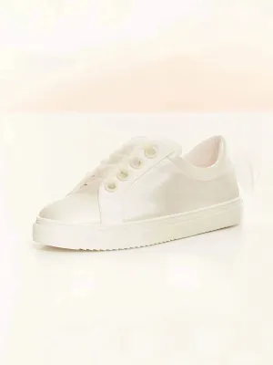 Bridal Sneakers, Ivory Satin Wedding Pumps, EMILY