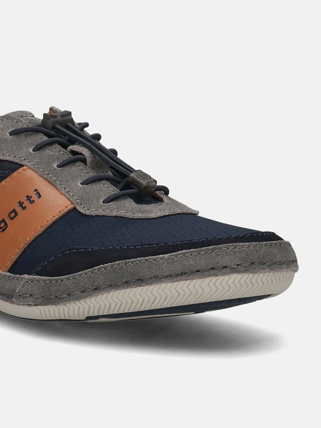 bugatti Grey & Dark Blue Premium Leather Sneakers