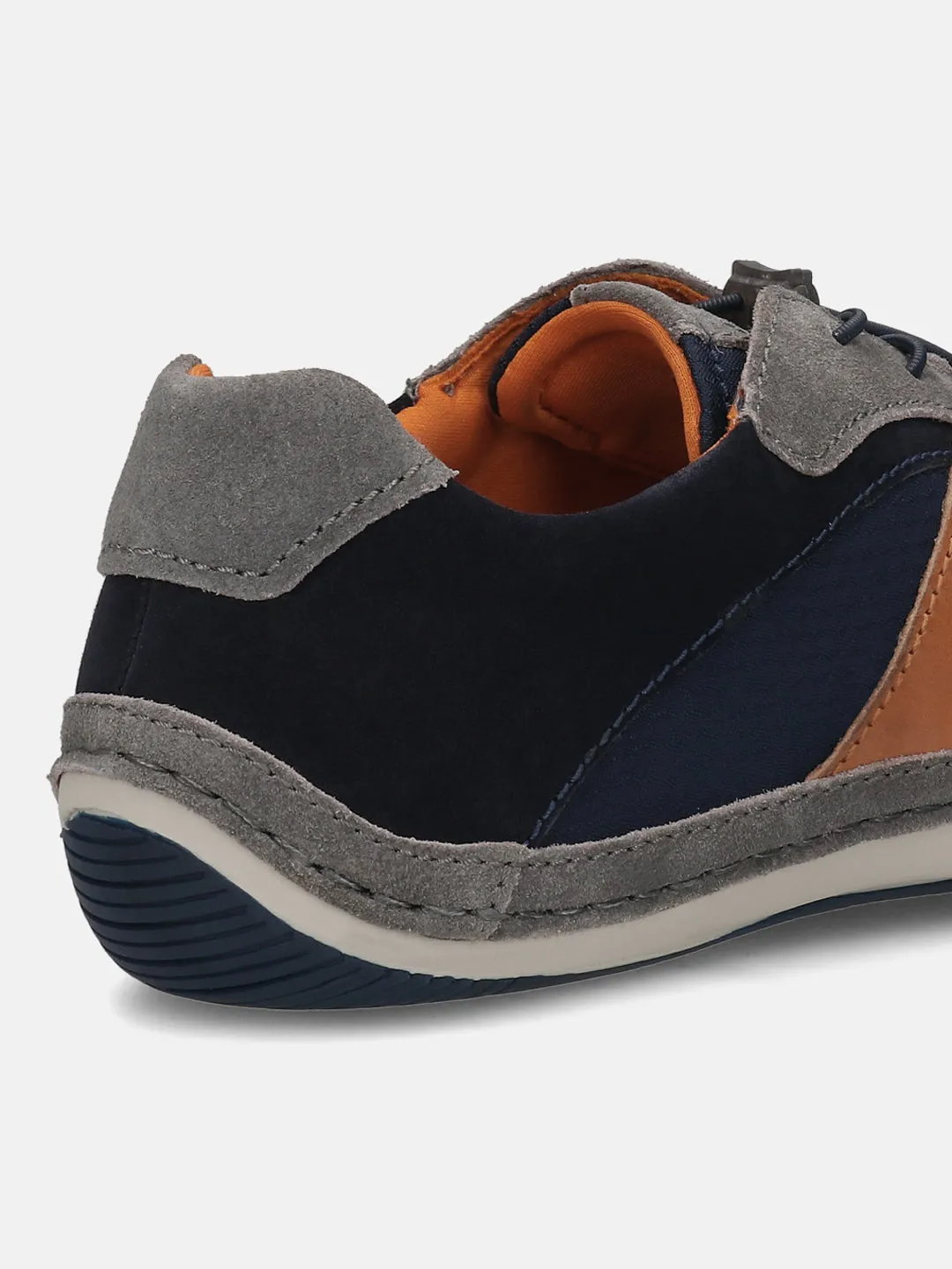 bugatti Grey & Dark Blue Premium Leather Sneakers