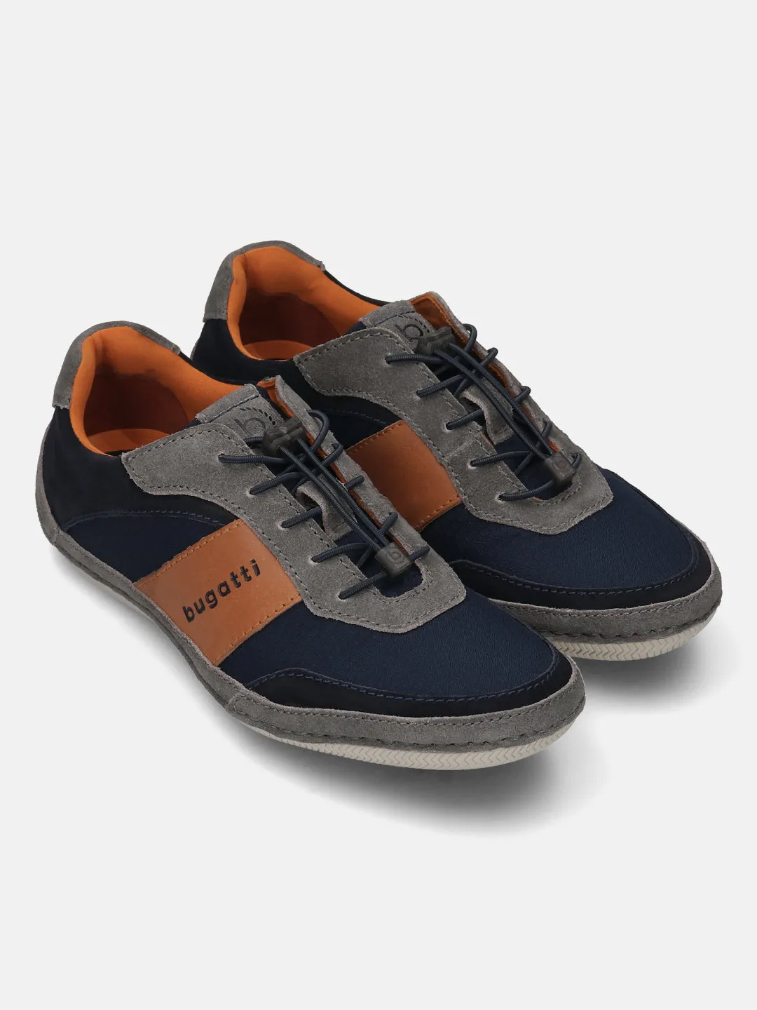 bugatti Grey & Dark Blue Premium Leather Sneakers