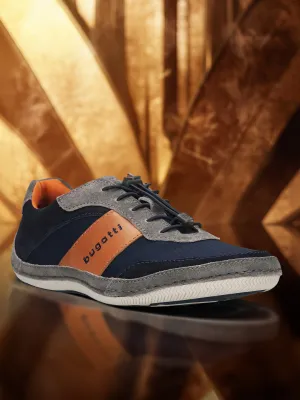 bugatti Grey & Dark Blue Premium Leather Sneakers