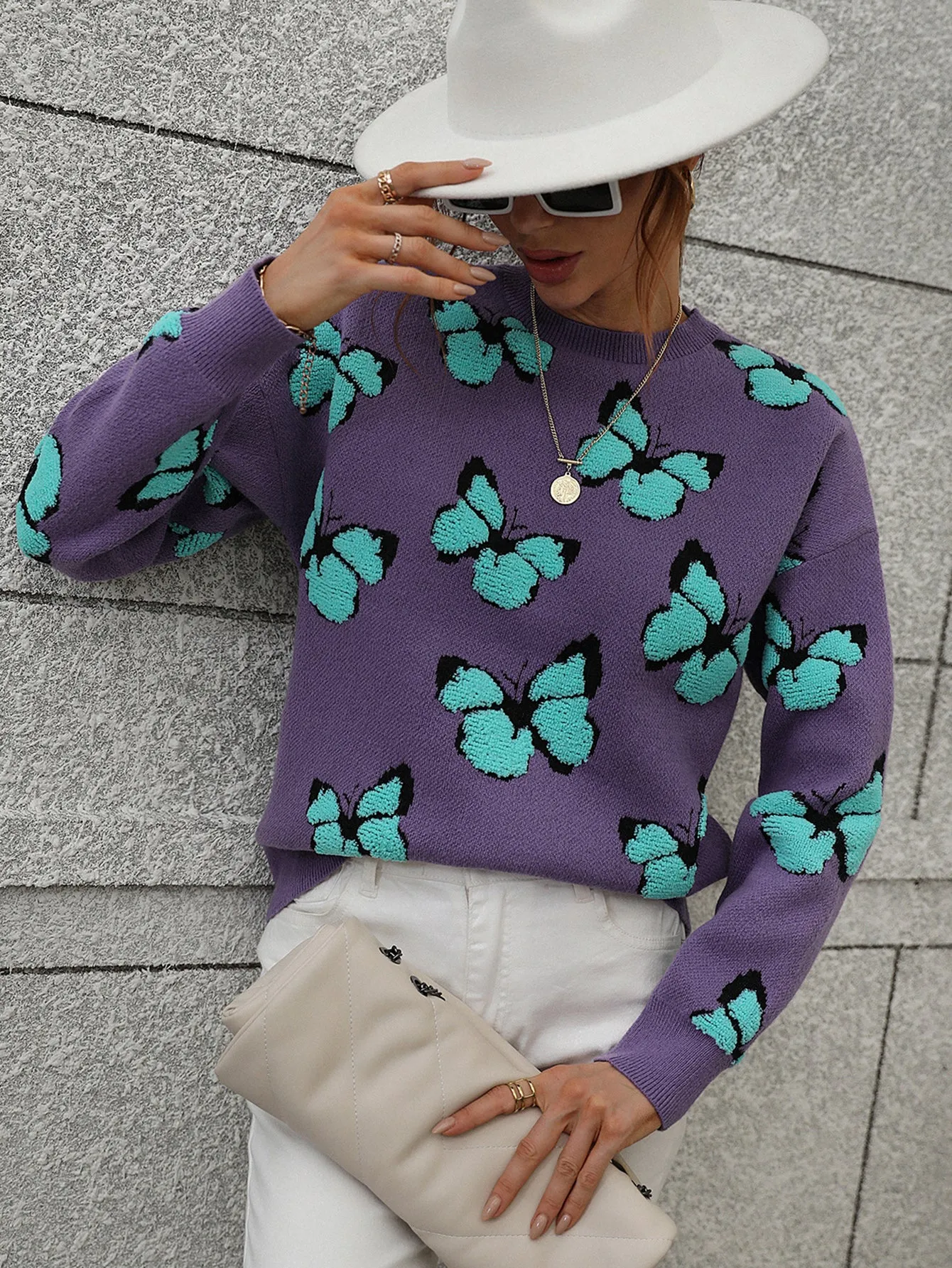 BUTTERFLY KNIT TOP - PURPLE