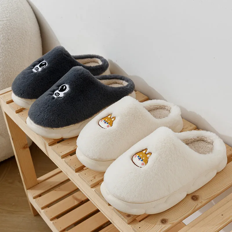 Cartoon Animal Platform Plush Slippers