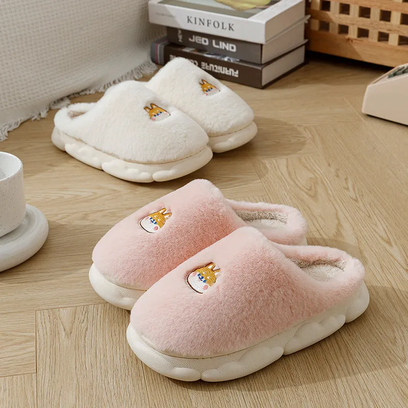 Cartoon Animal Platform Plush Slippers