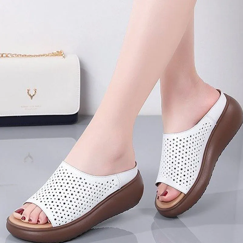 Casual Hollowed Platform Slippers
