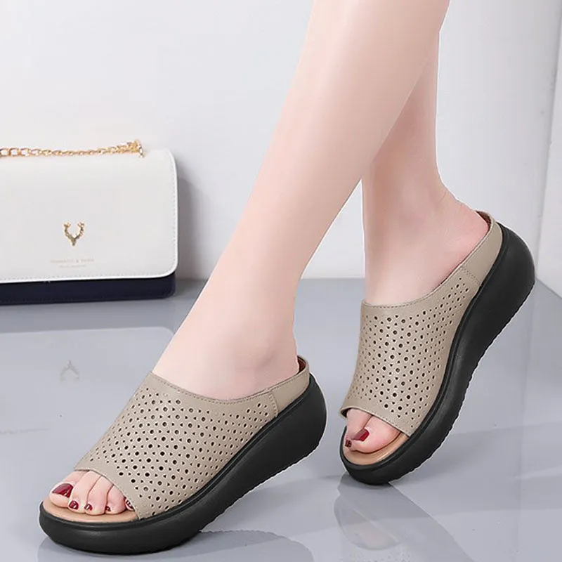 Casual Hollowed Platform Slippers