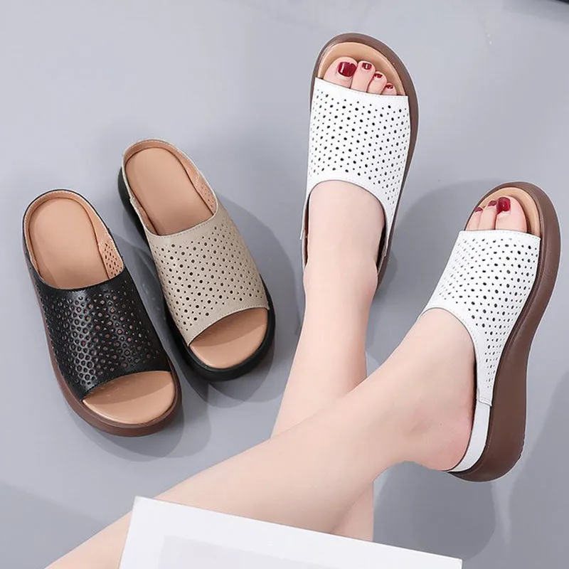 Casual Hollowed Platform Slippers