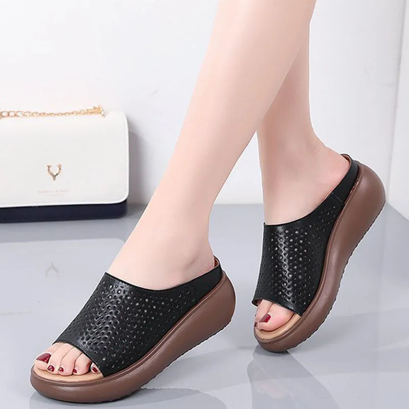 Casual Hollowed Platform Slippers