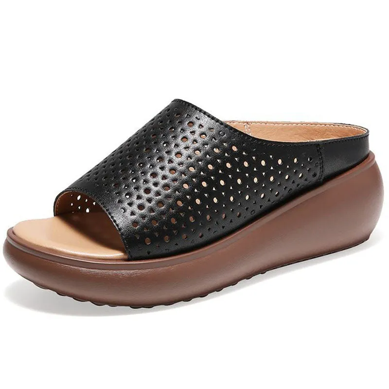 Casual Hollowed Platform Slippers