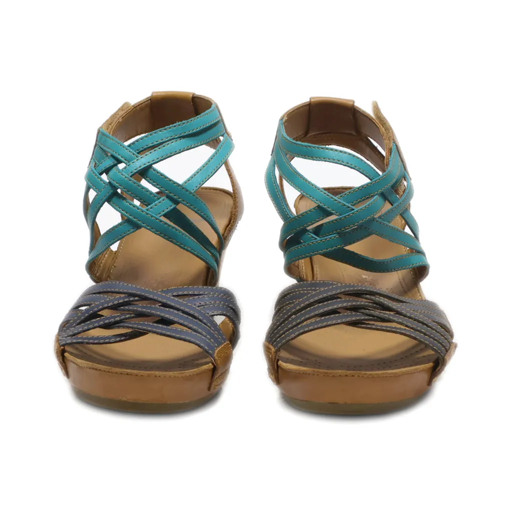 Clarks Wedge Sandals Leather Blue Colour For Women