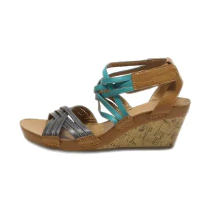 Clarks Wedge Sandals Leather Blue Colour For Women