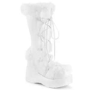 CUBBY-311 DemoniaCult White Vegan Leather Sexy Women's Mid-Calf & Knee High Boots (Alternative Footwear)
