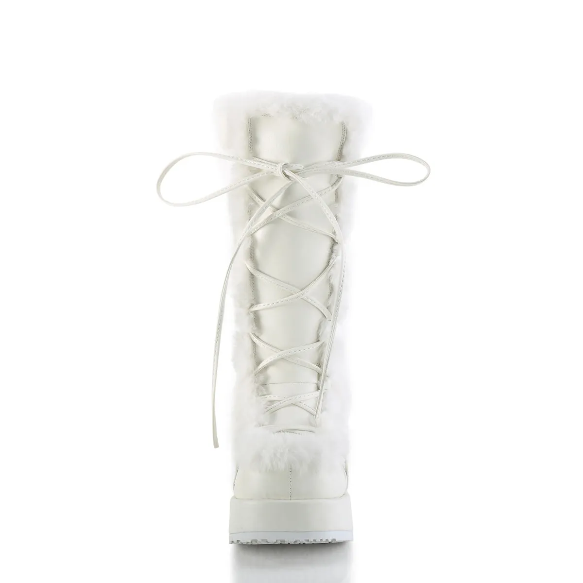 CUBBY-311 DemoniaCult White Vegan Leather Sexy Women's Mid-Calf & Knee High Boots (Alternative Footwear)