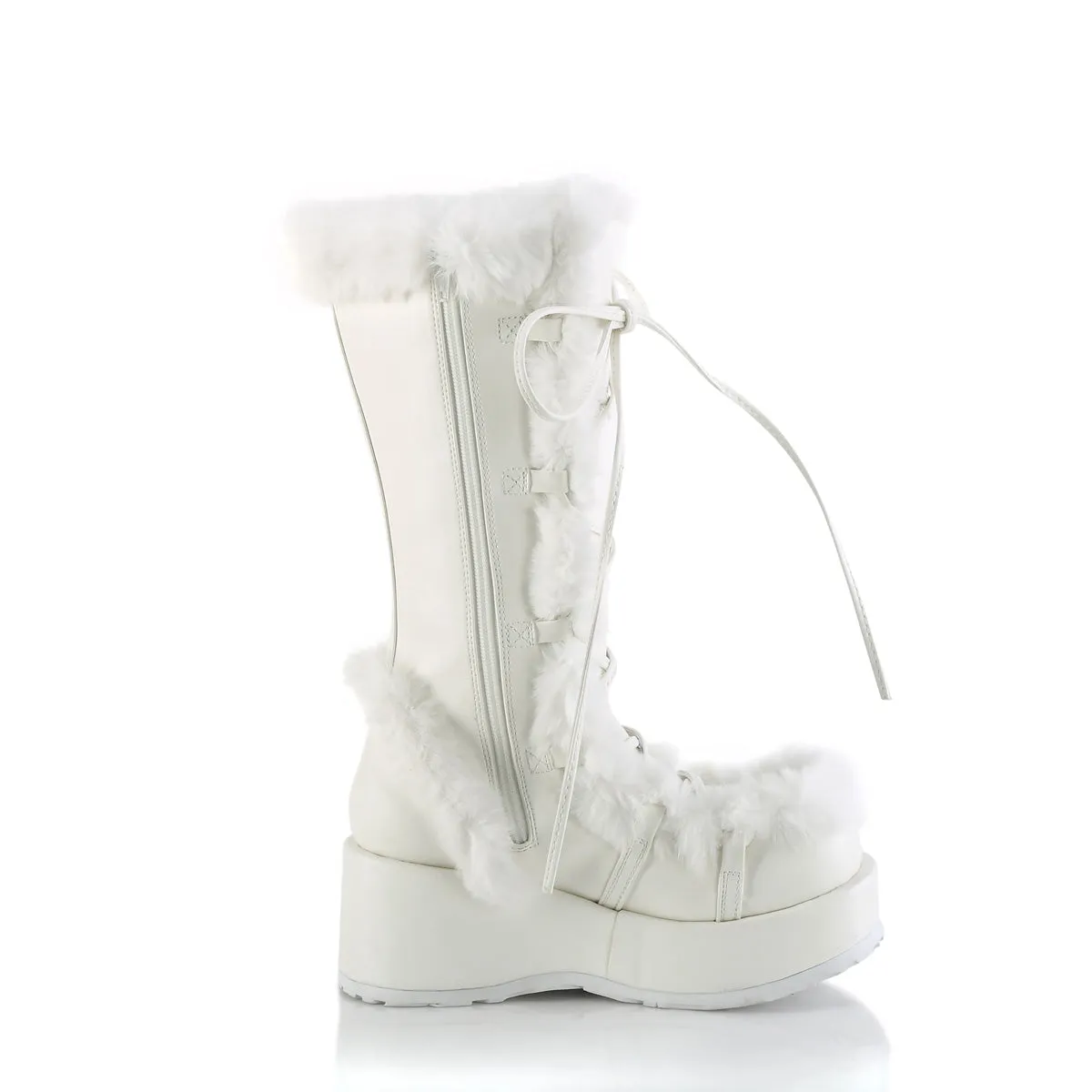 CUBBY-311 DemoniaCult White Vegan Leather Sexy Women's Mid-Calf & Knee High Boots (Alternative Footwear)