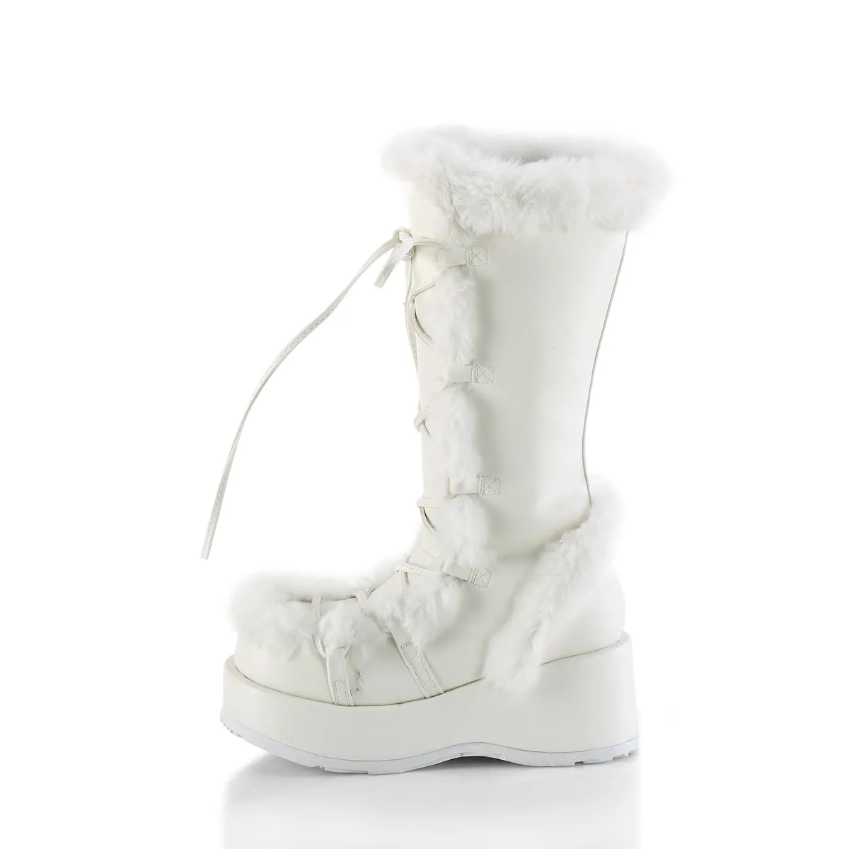 CUBBY-311 DemoniaCult White Vegan Leather Sexy Women's Mid-Calf & Knee High Boots (Alternative Footwear)
