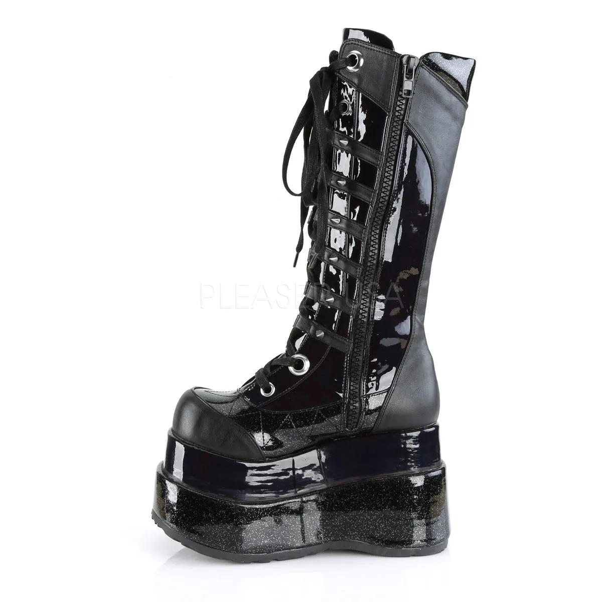 Cyber Goth Knee High Black Boots