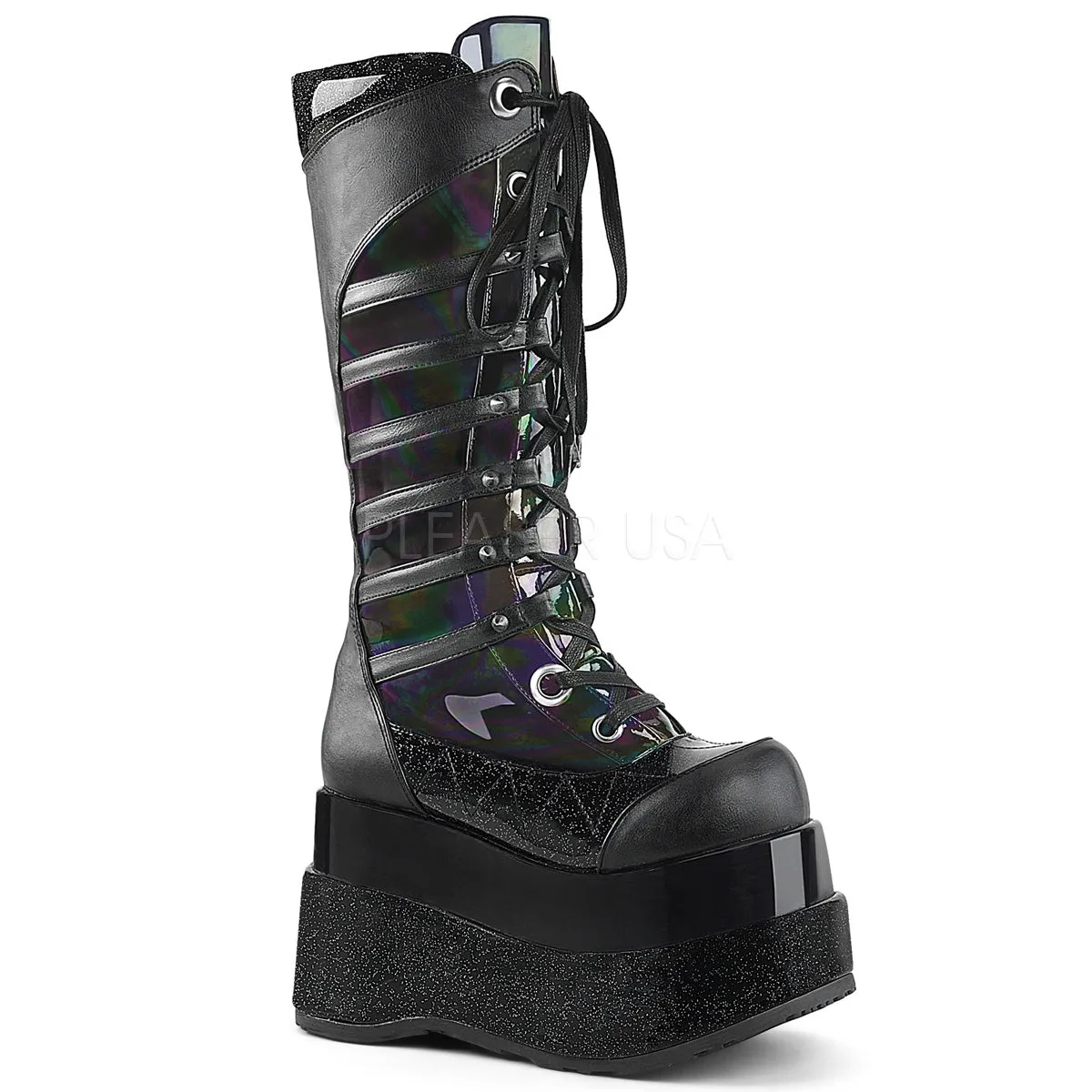 Cyber Goth Knee High Black Boots