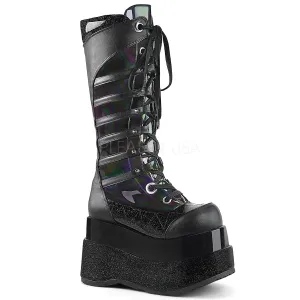 Cyber Goth Knee High Black Boots