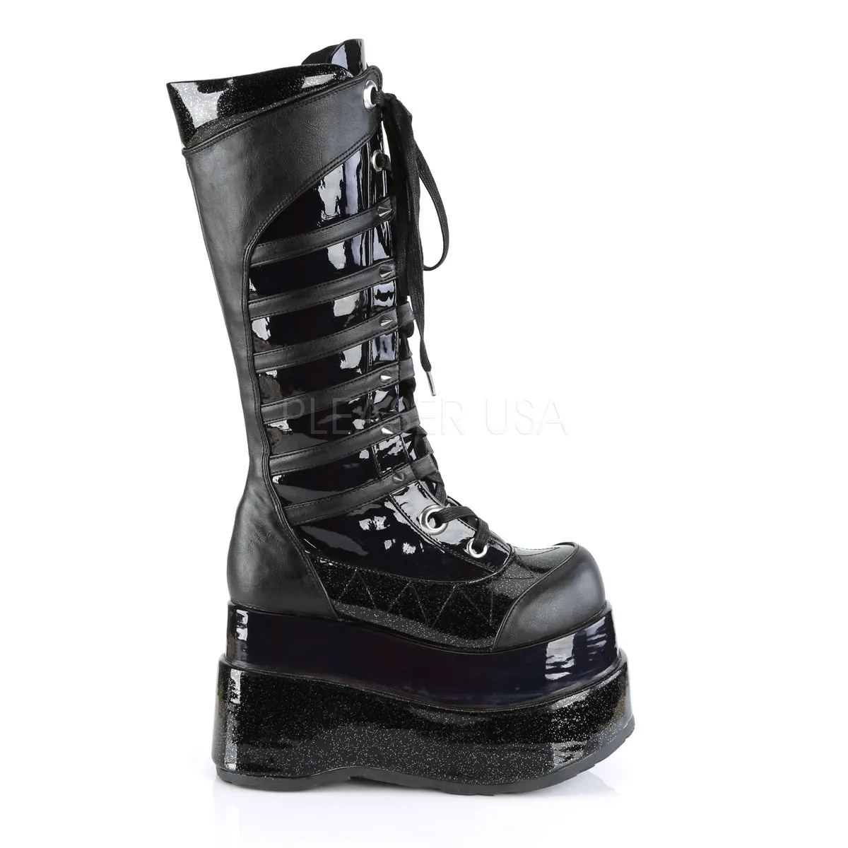 Cyber Goth Knee High Black Boots