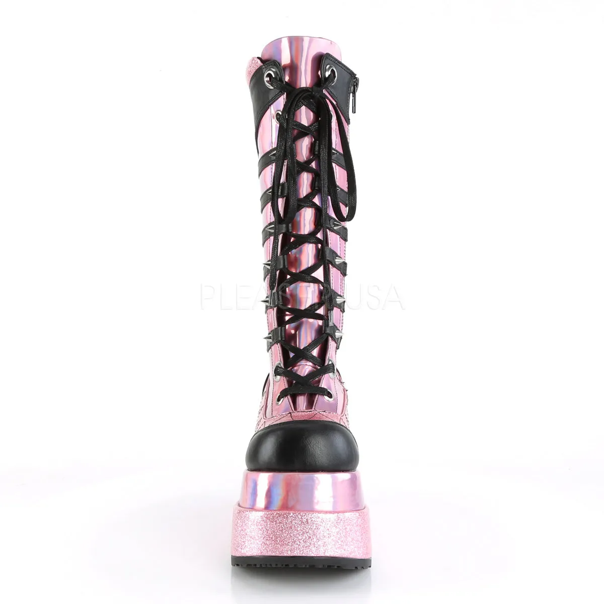 Cyber Goth Knee High Pink Boots