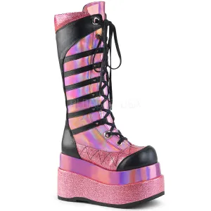 Cyber Goth Knee High Pink Boots