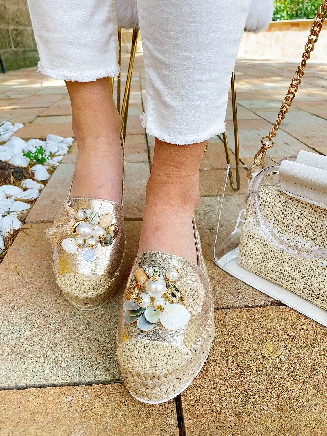 Espadrillas Gold con conchiglie
