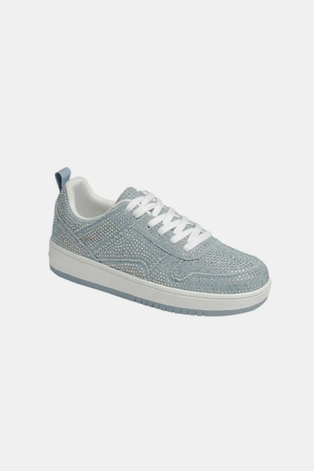 Forever Link Rhinestone Bedazzled Platform Flat Blue Denim Jean Sneakers
