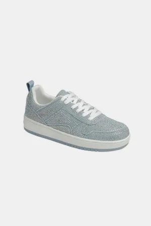 Forever Link Rhinestone Bedazzled Platform Flat Blue Denim Jean Sneakers