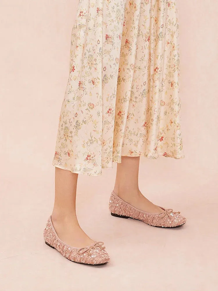 Gianna Sequinned Bow Flats