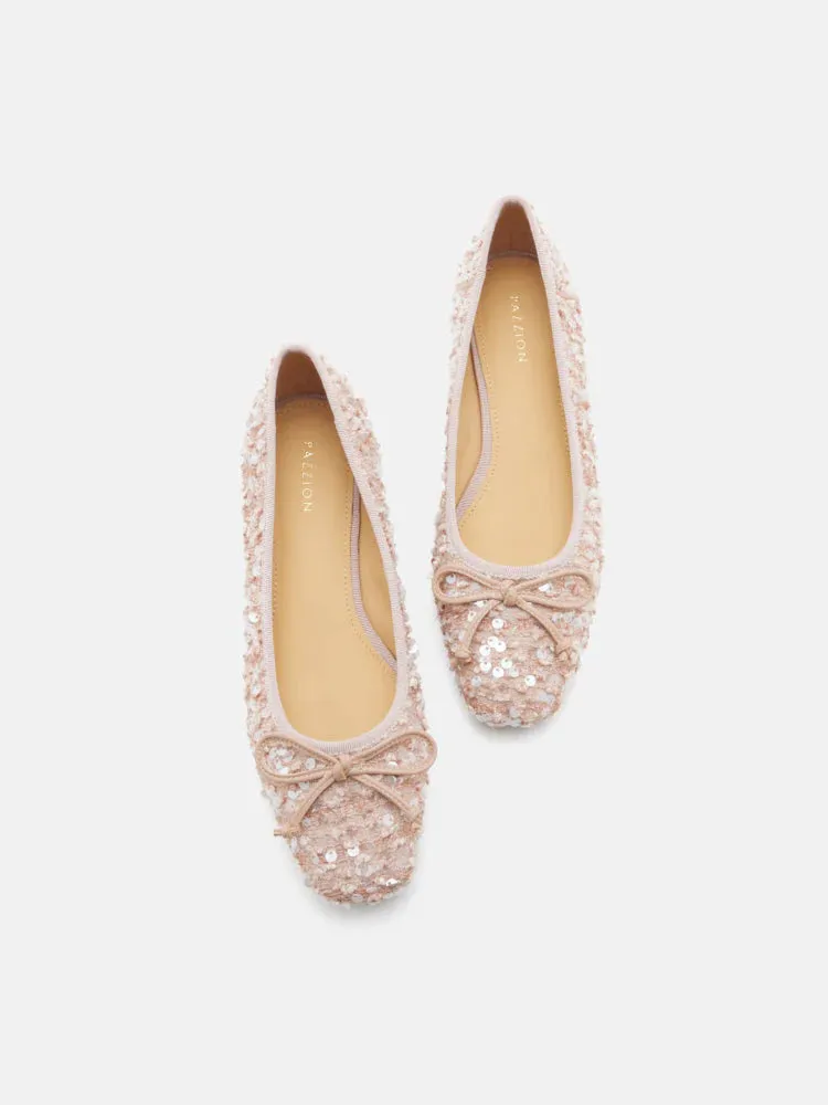 Gianna Sequinned Bow Flats