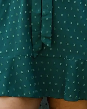 Green Swiss Dot Midi Dress with High-Low Skirt | Green