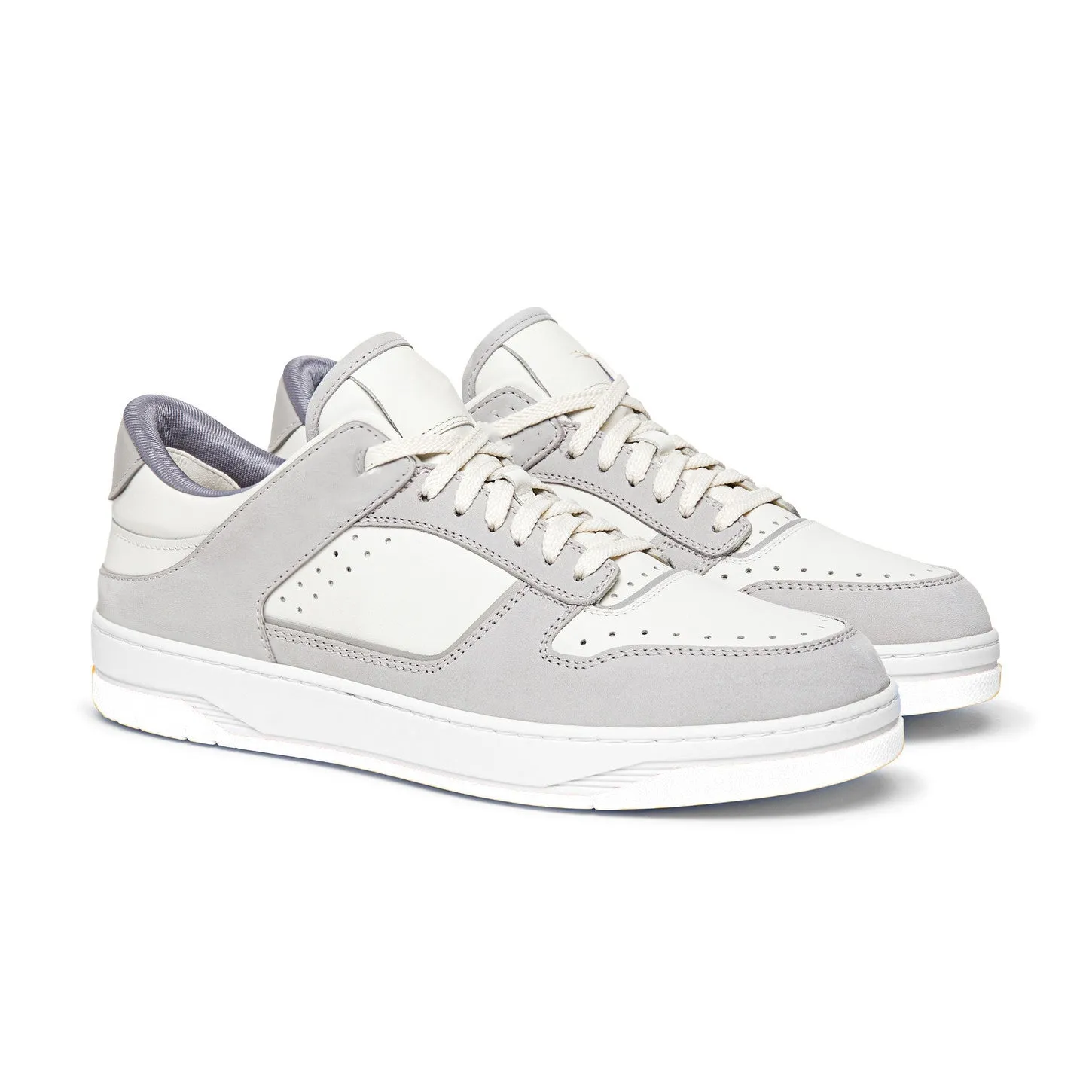 Grey and White Leather Hayden Lace Up Sneakers - Summer 2024 Collection